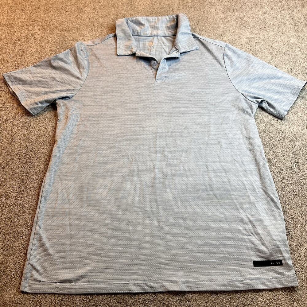 Athletic Works Boys XL 14-16 Performance Polo Shirt Blue Heathered Stripe B442